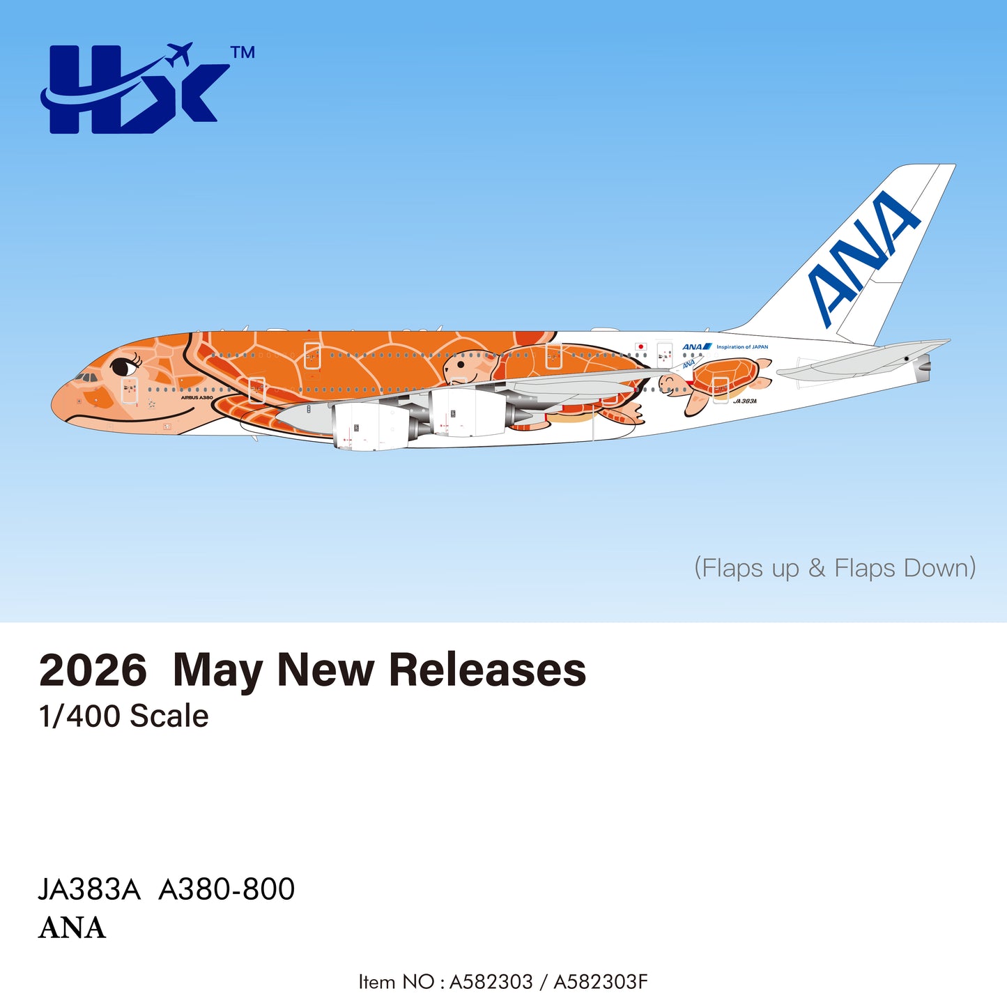 Pre-Order All Nippon Airways (ANA) A380 "Flying Honu - Lā" JA383A HX Models 1:400