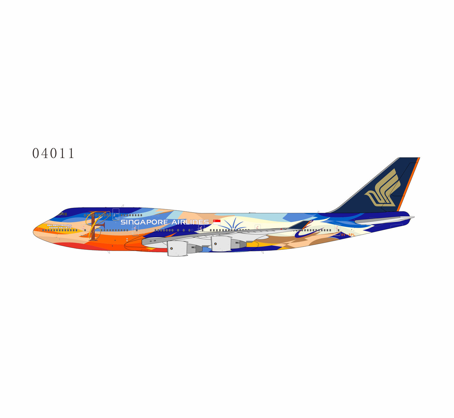 Pre-Order Singapore Airlines 747-400 "Tropical" 9V-SPL NG Models 1:400