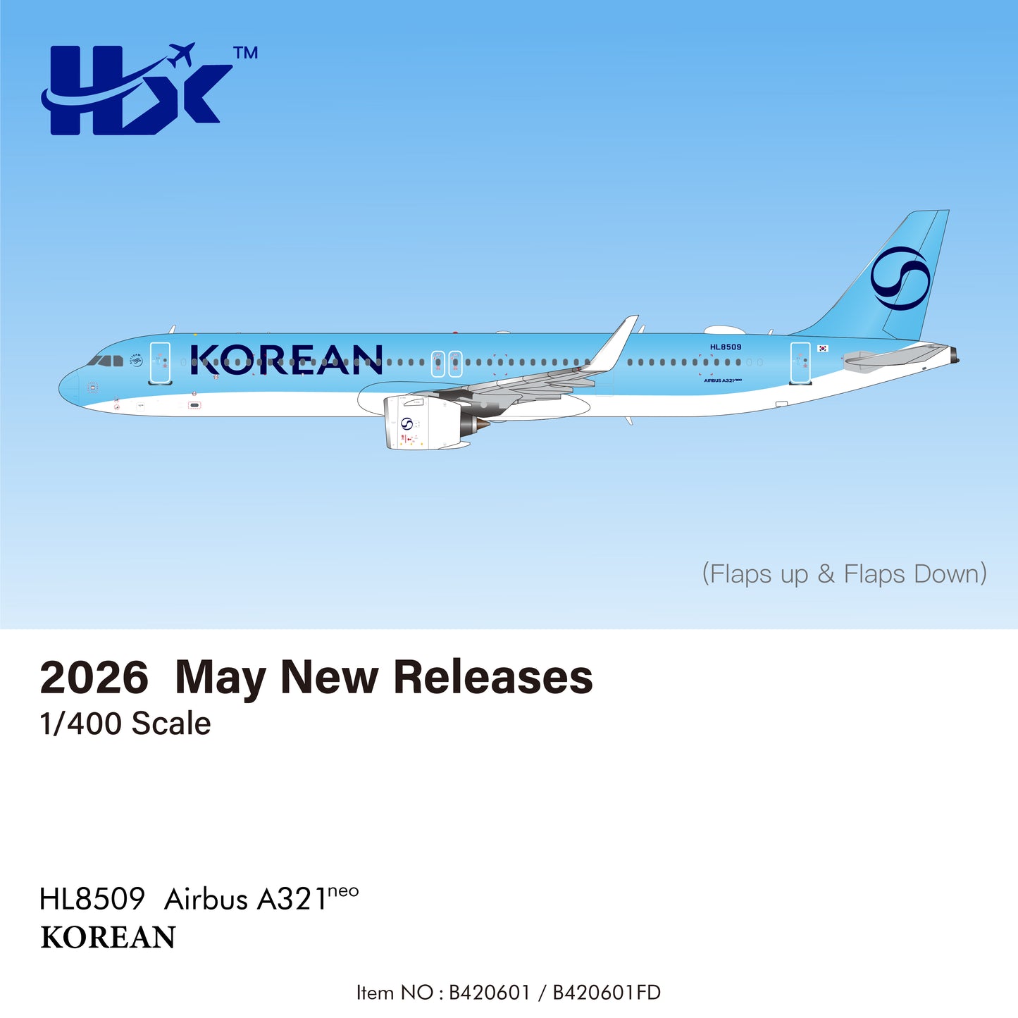 Pre-Order Korean Air A321neo HL8509 HX Models 1:400