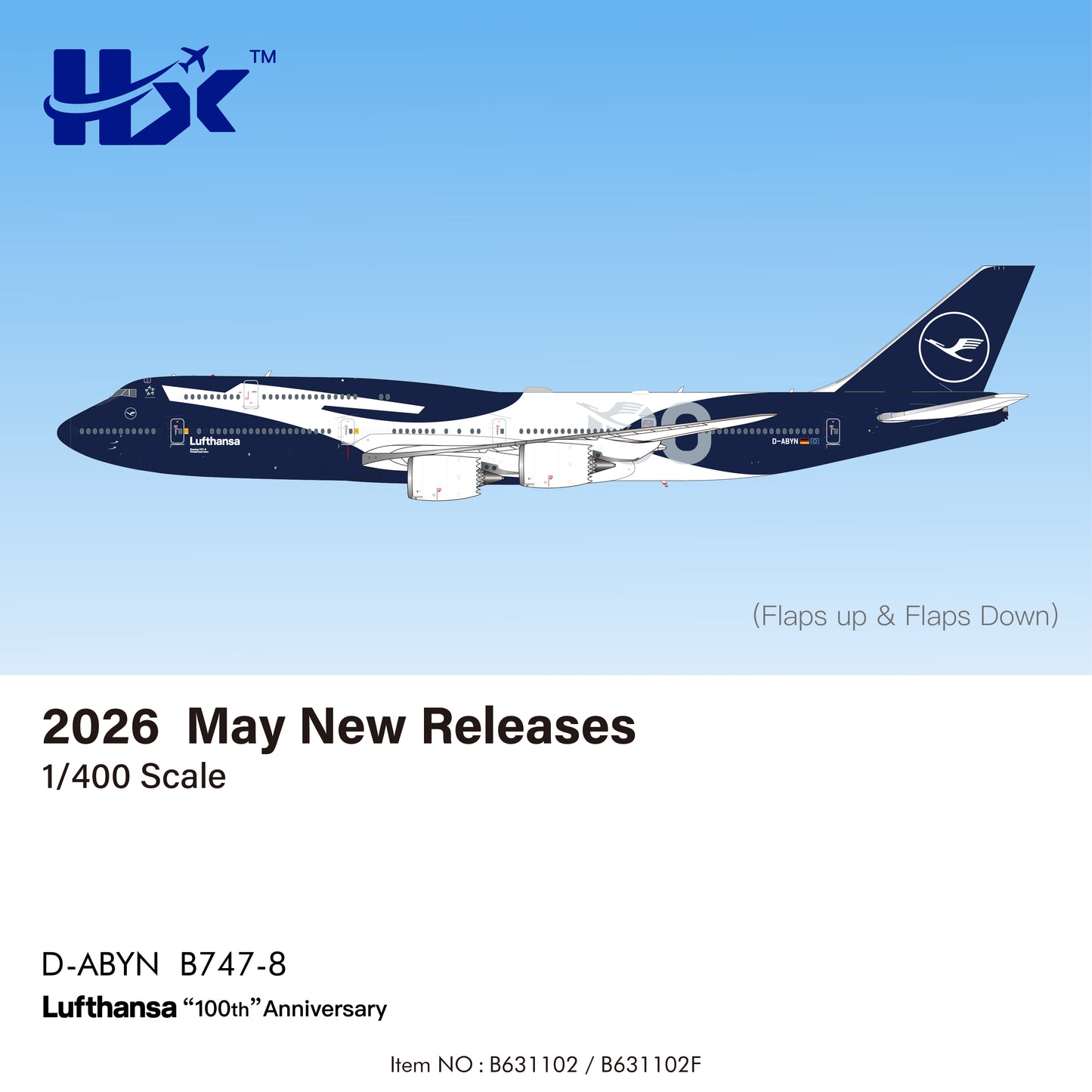 Pre-Order Lufthansa 747-8 "100 Years" D-ABYN HX Models 1:400