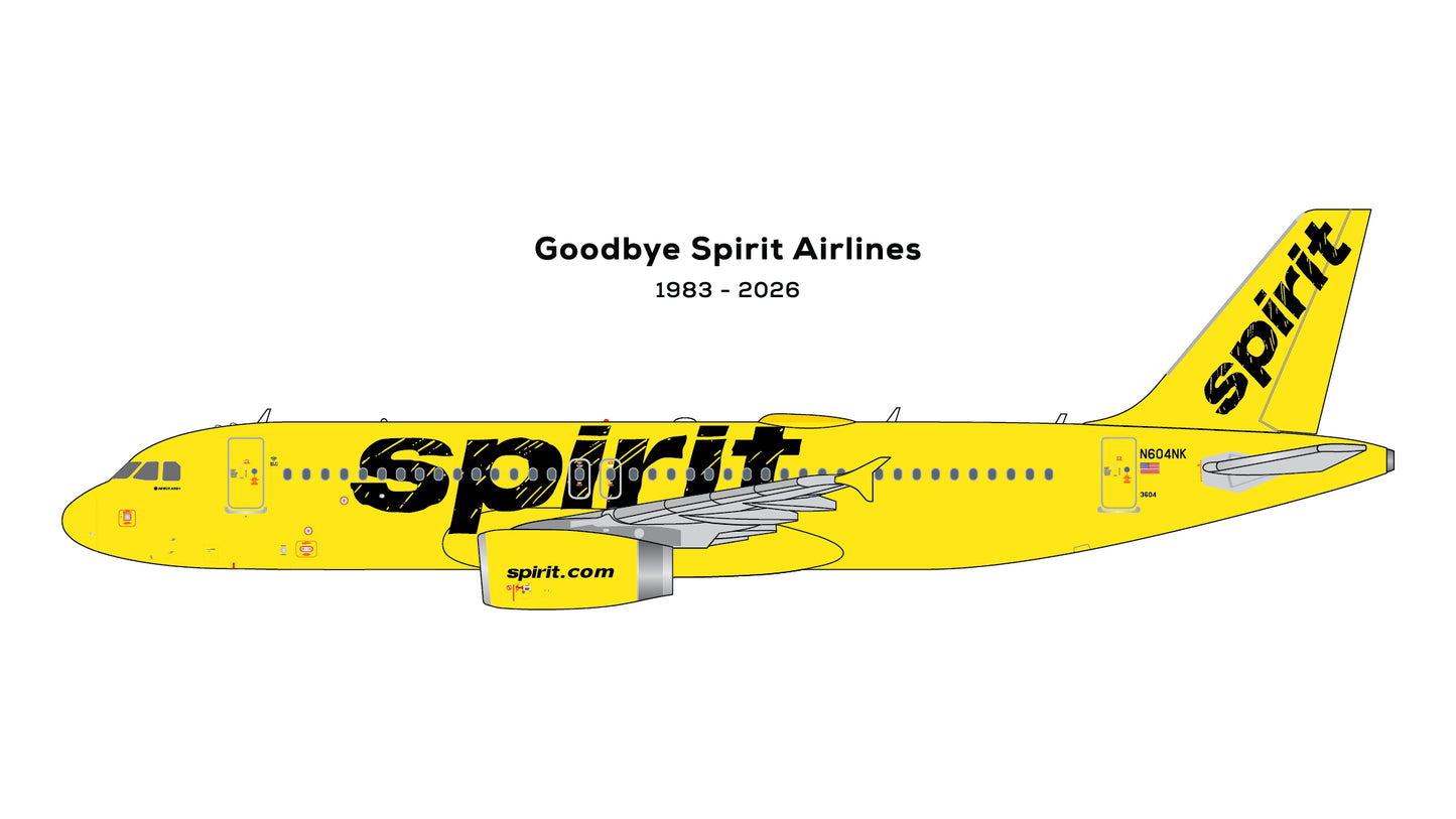 Pre-Order Spirit Airlines A320-200 (final revenue flight) N604NK Gemini Jets 1:400