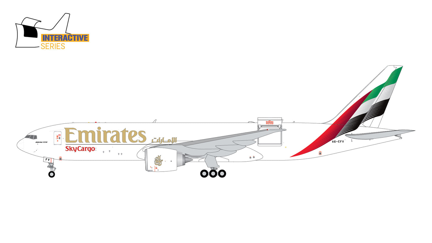 (Interactive) Emirates SkyCargo 777-200LRF A6-EFV Gemini Jets 1:400