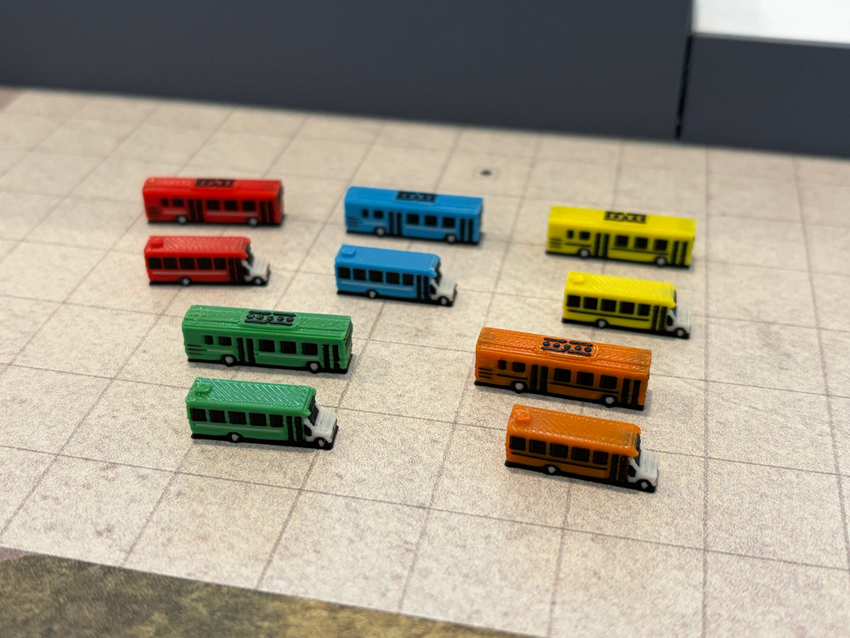 1:400 Airport Rental Car Shuttle Bus Set (10 piece)