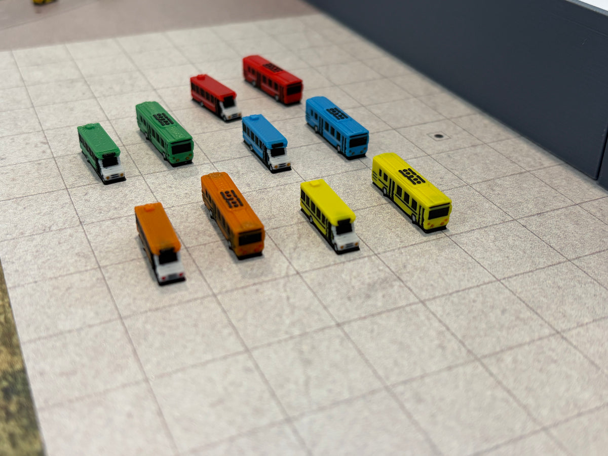 1:400 Airport Rental Car Shuttle Bus Set (10 piece)