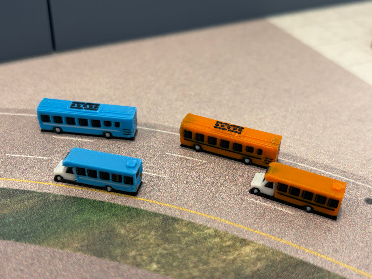 1:400 Airport Rental Car Shuttle Bus Set (10 piece)