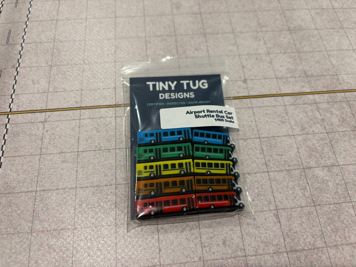 1:400 Airport Rental Car Shuttle Bus Set (10 piece)