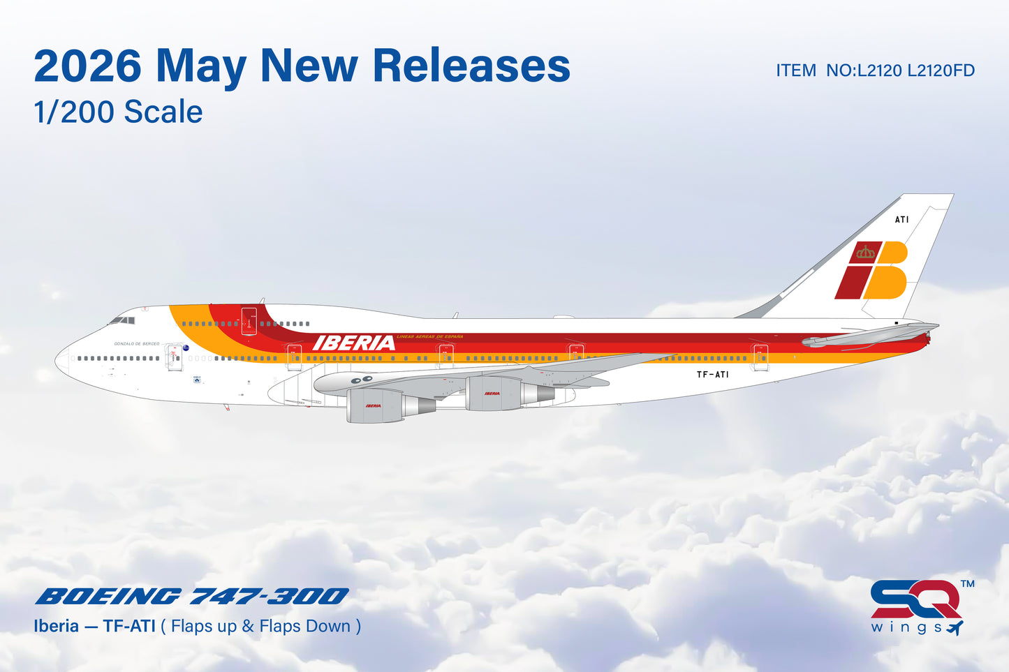 Pre-Order Iberia 747-300 TF-ATI SQ Wings 1:200