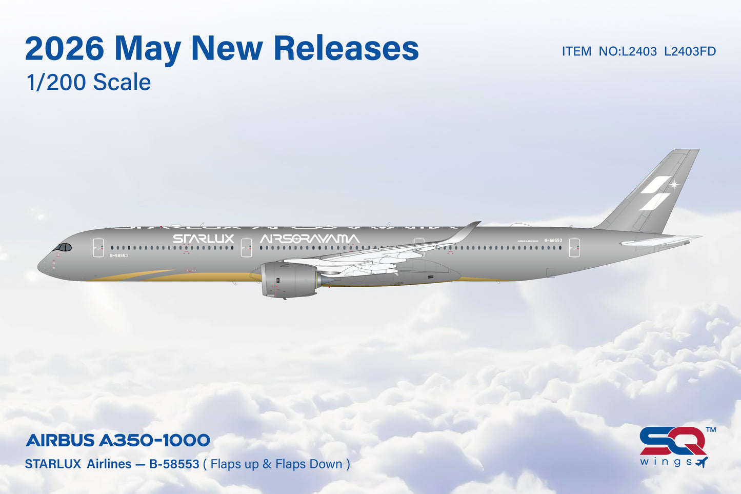 Pre-Order Starlux A350-1000 "Airsorayama Silver" B-58554 SQ Wings 1:200
