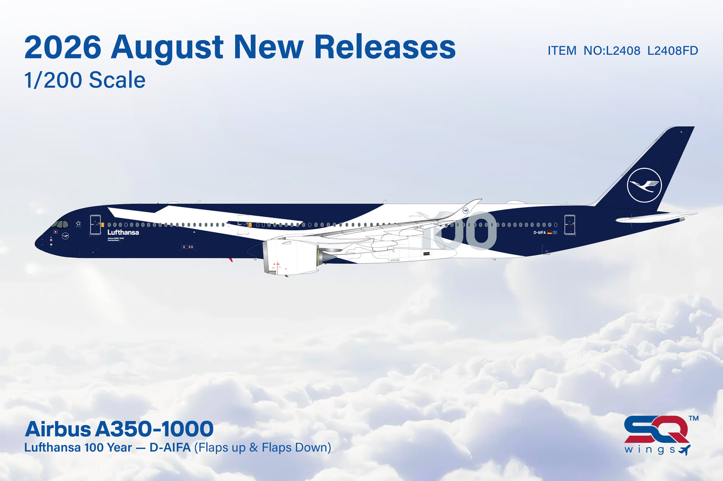 Pre-Order Lufthansa A350-1000 "100 Years" D-AIFA SQ Wings 1:200