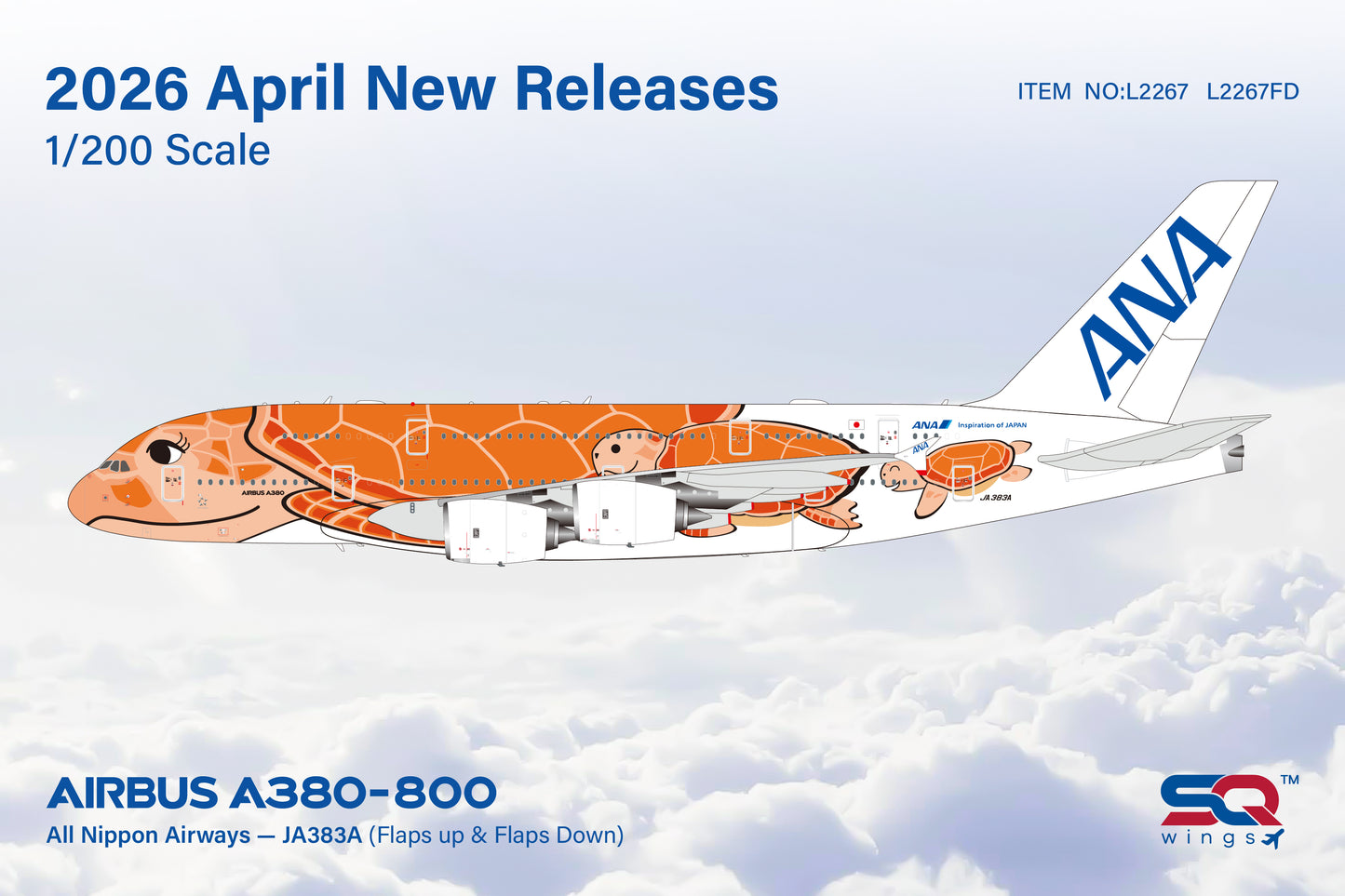 Pre-Order All Nippon Airways (ANA) "Flying Honu - Lā" A380 JA383A SQ Wings 1:200