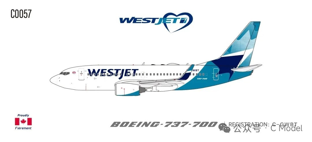 Pre Order WestJet 737-700 C-GWBT C Model 1:400